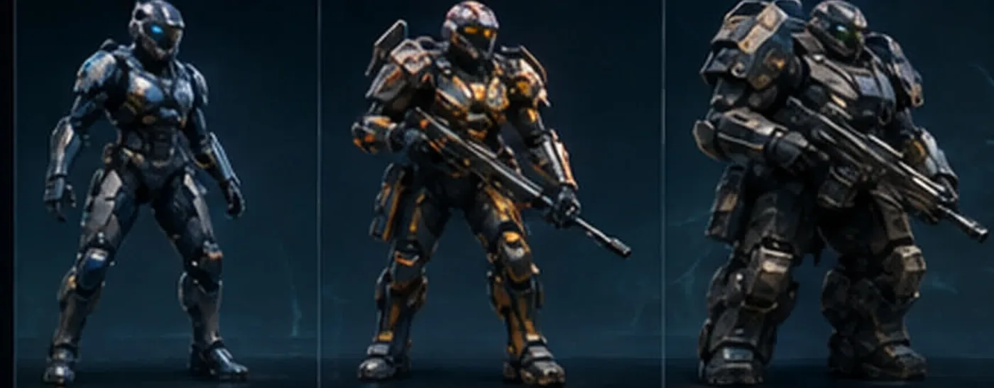 Concept line-up of the three launch frames: Strider, Ranger, Bulwark